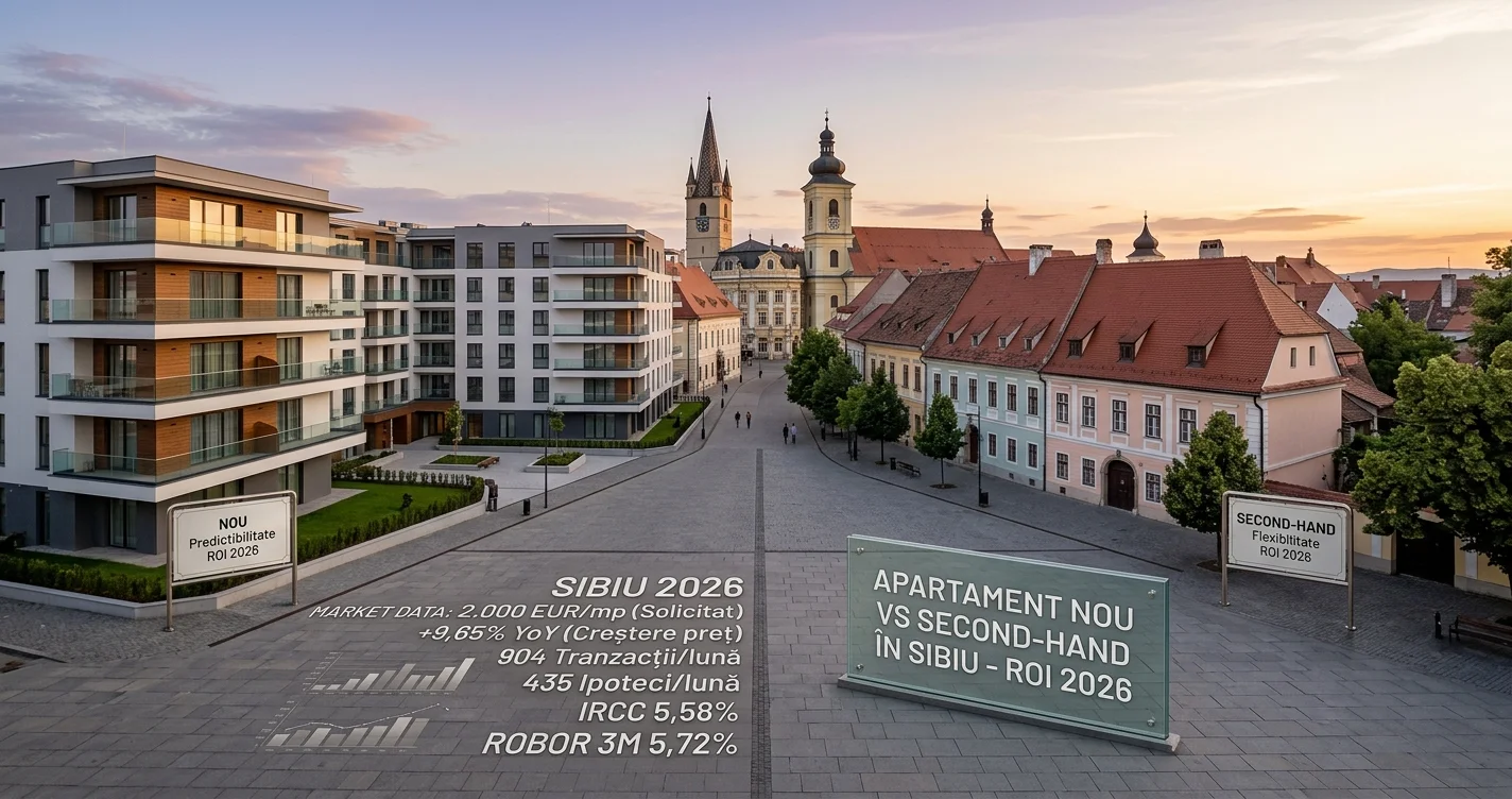 Apartament nou vs second-hand în Sibiu - ROI 2026