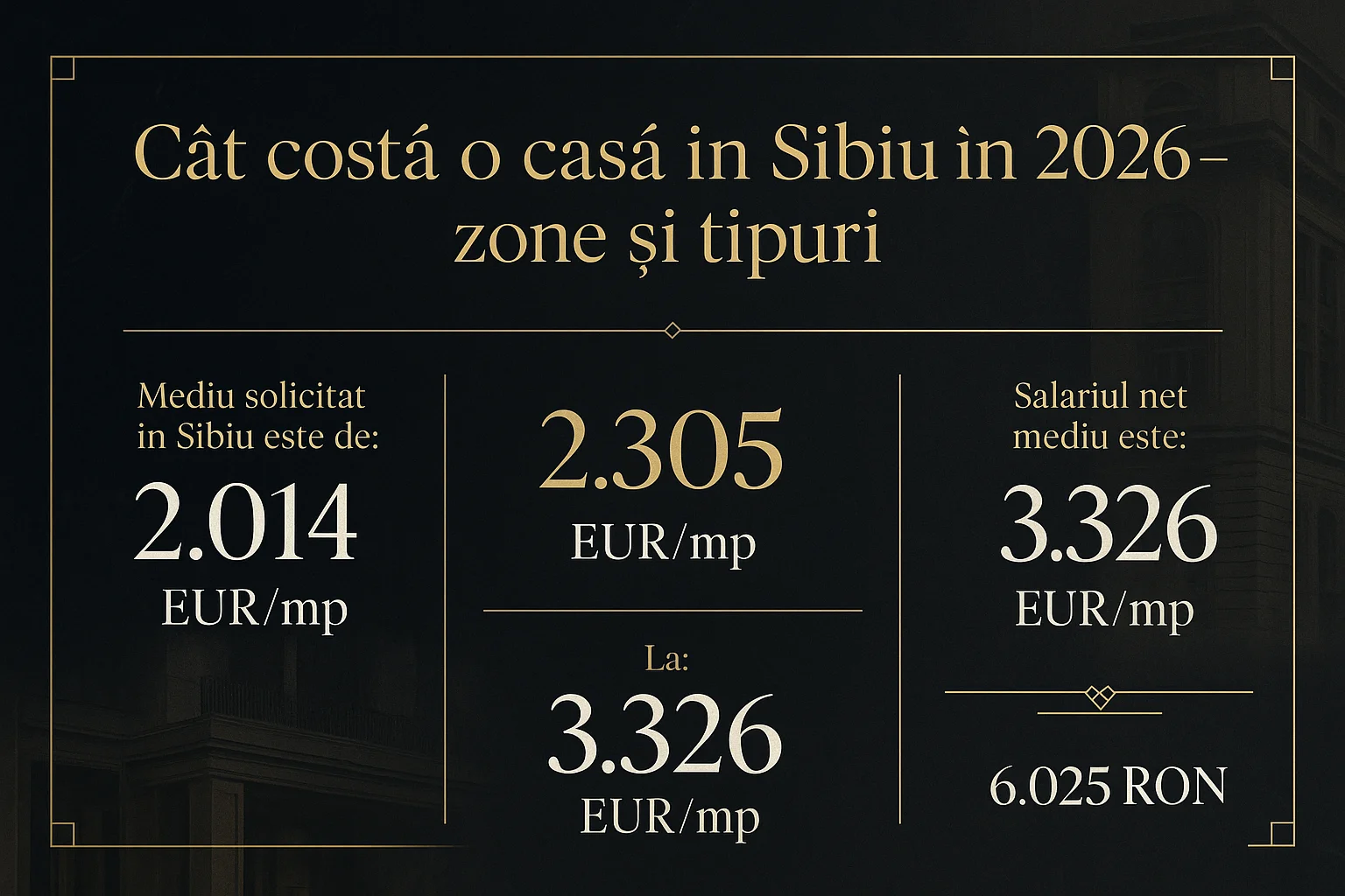 Infografic prețuri imobiliare Sibiu 2026 - Cât costă o casă în Sibiu în 2026 - zone și tipuri
